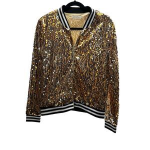 Anna Kaci Sparkle & Shine Collection Sequin lined Bomber Jacket Women's Small